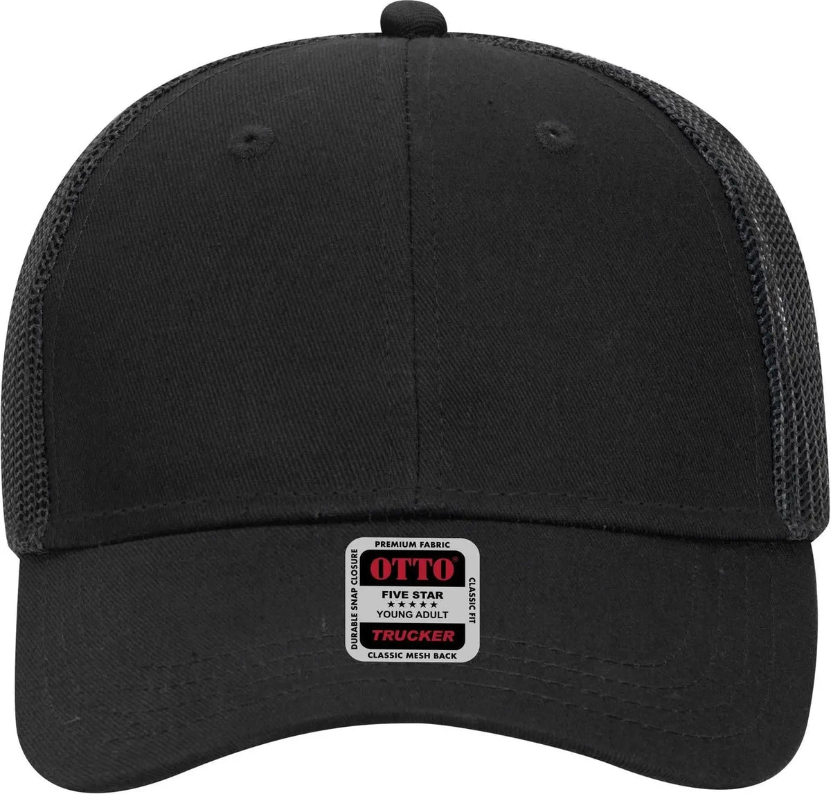 Otto 83-473 6 Panel Low Profile Mesh Back Trucker Cap - Black