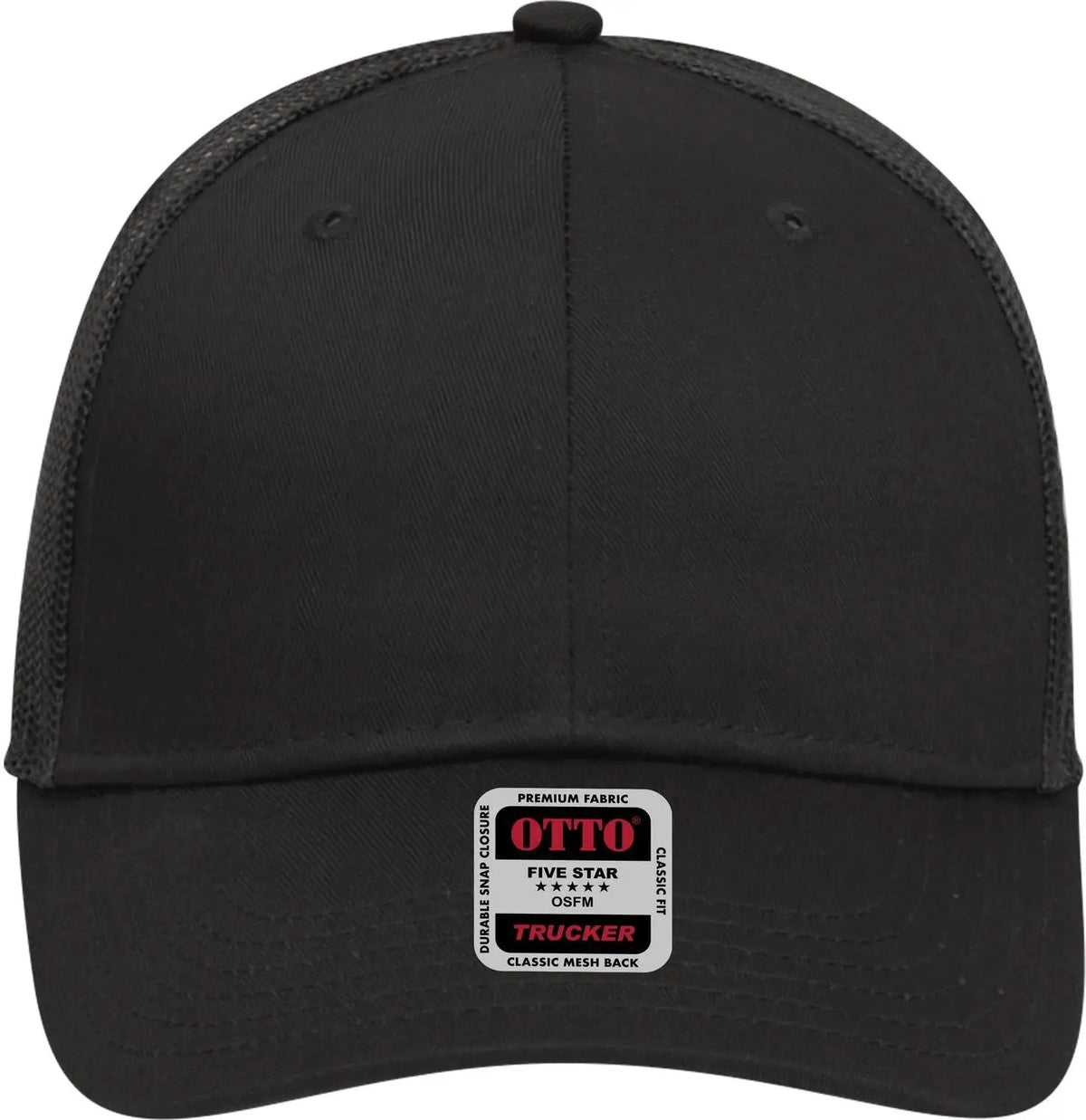 Otto 83-473 6 Panel Low Profile Mesh Back Trucker Cap - Black