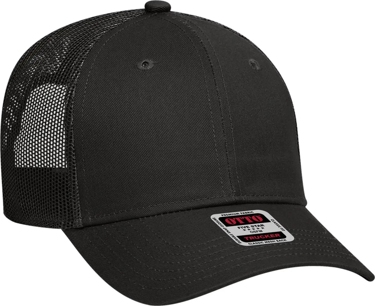 Otto 83-473 6 Panel Low Profile Mesh Back Trucker Cap - Black