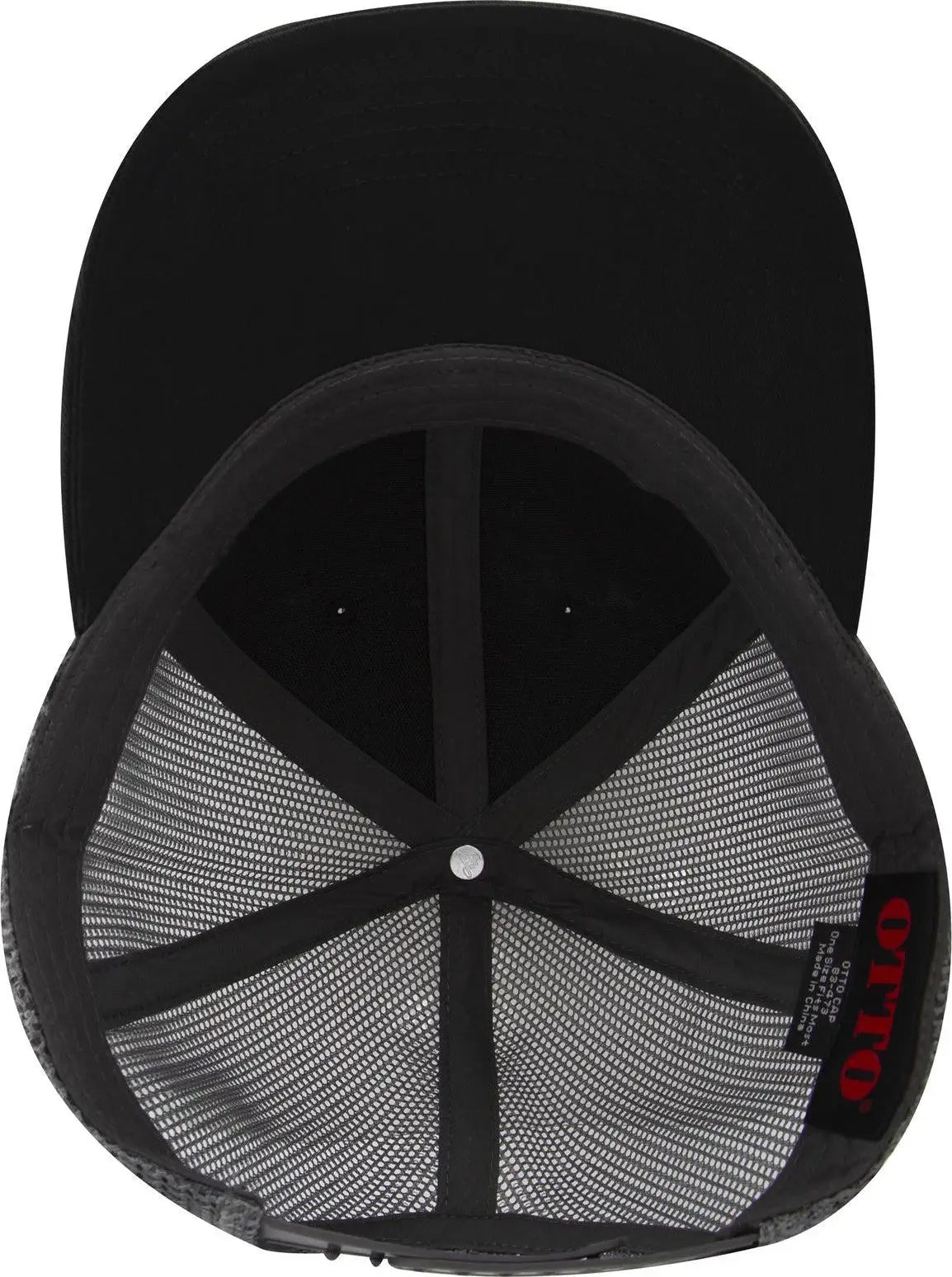 Otto 83-473 6 Panel Low Profile Mesh Back Trucker Cap - Blk/blk/ch.gry - 1/2’’ - 7 5/8’’
