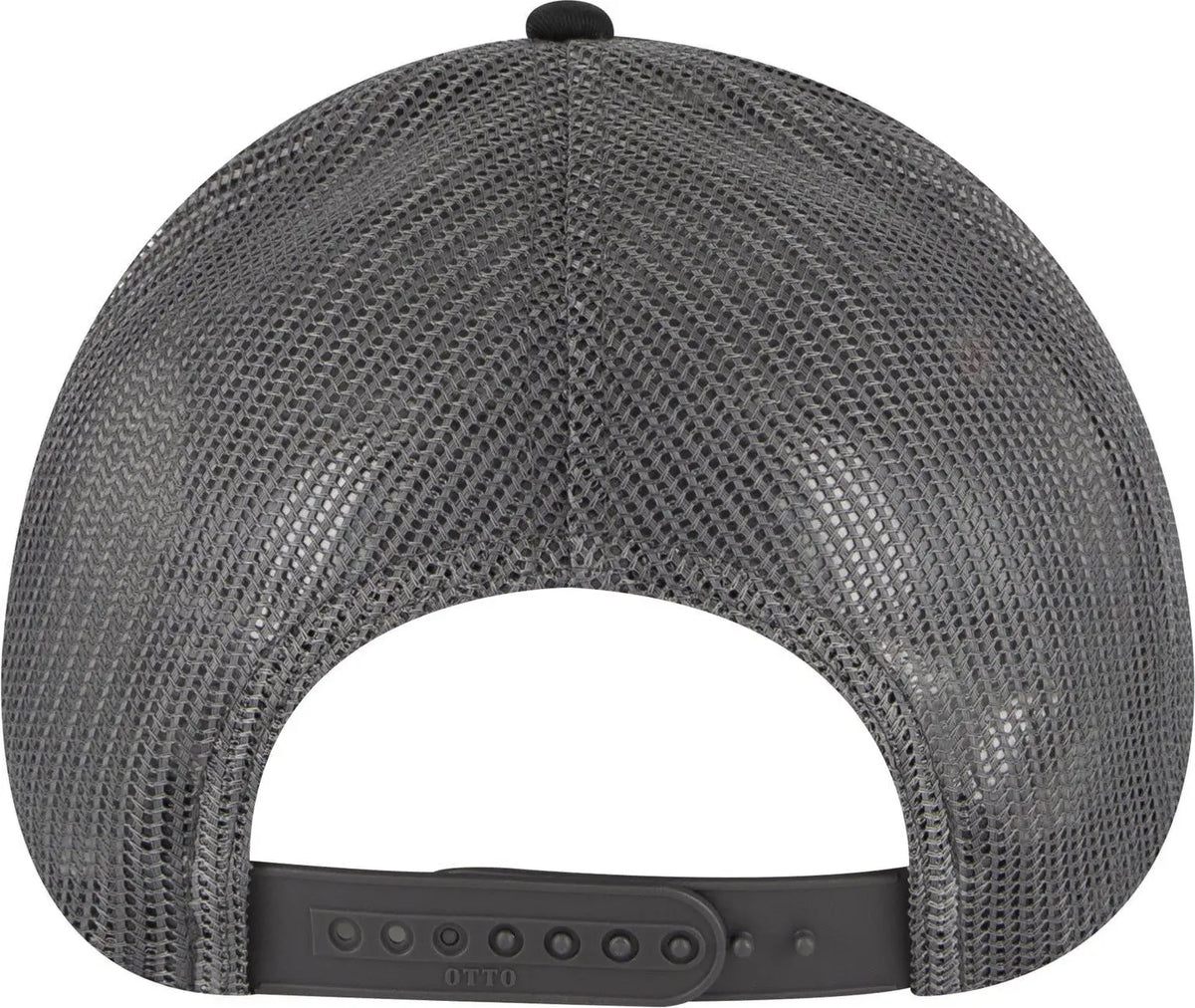 Otto 83-473 6 Panel Low Profile Mesh Back Trucker Cap - Blk/blk/ch.gry - 1/2’’ - 7 5/8’’