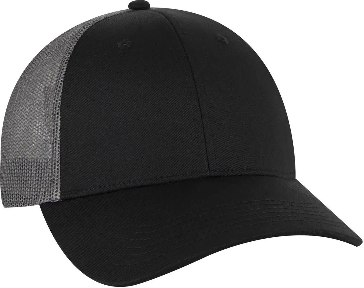 Otto 83-473 6 Panel Low Profile Mesh Back Trucker Cap - Blk/blk/ch.gry - 1/2’’ - 7 5/8’’