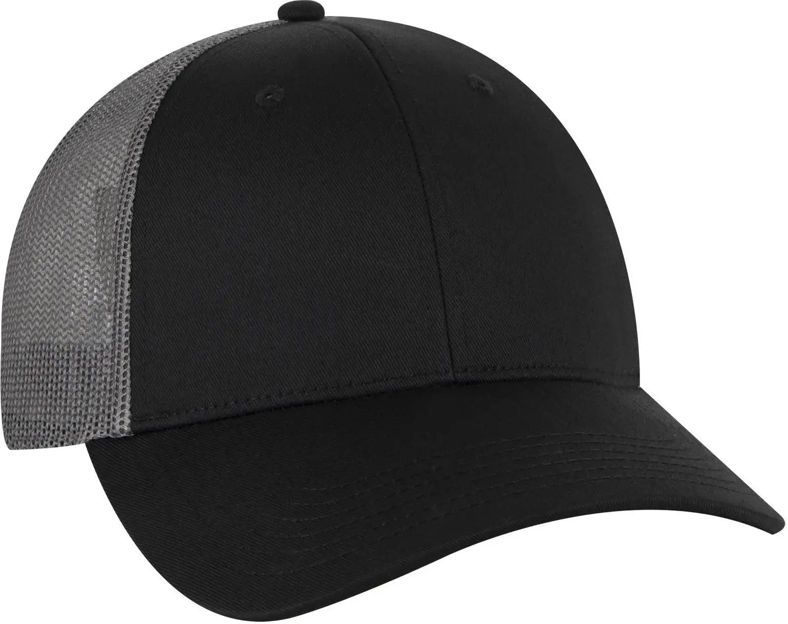 Otto 83-473 6 Panel Low Profile Mesh Back Trucker Cap - Blk/blk/ch.gry - 1/2’’ - 7 5/8’’