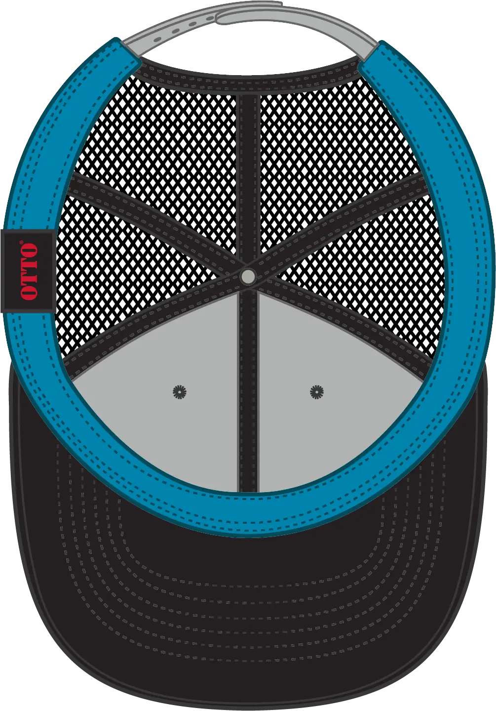 Otto 83-473 6 Panel Low Profile Mesh Back Trucker Cap - Blk/blk/gry - 1/2’’ - 7 5/8’’