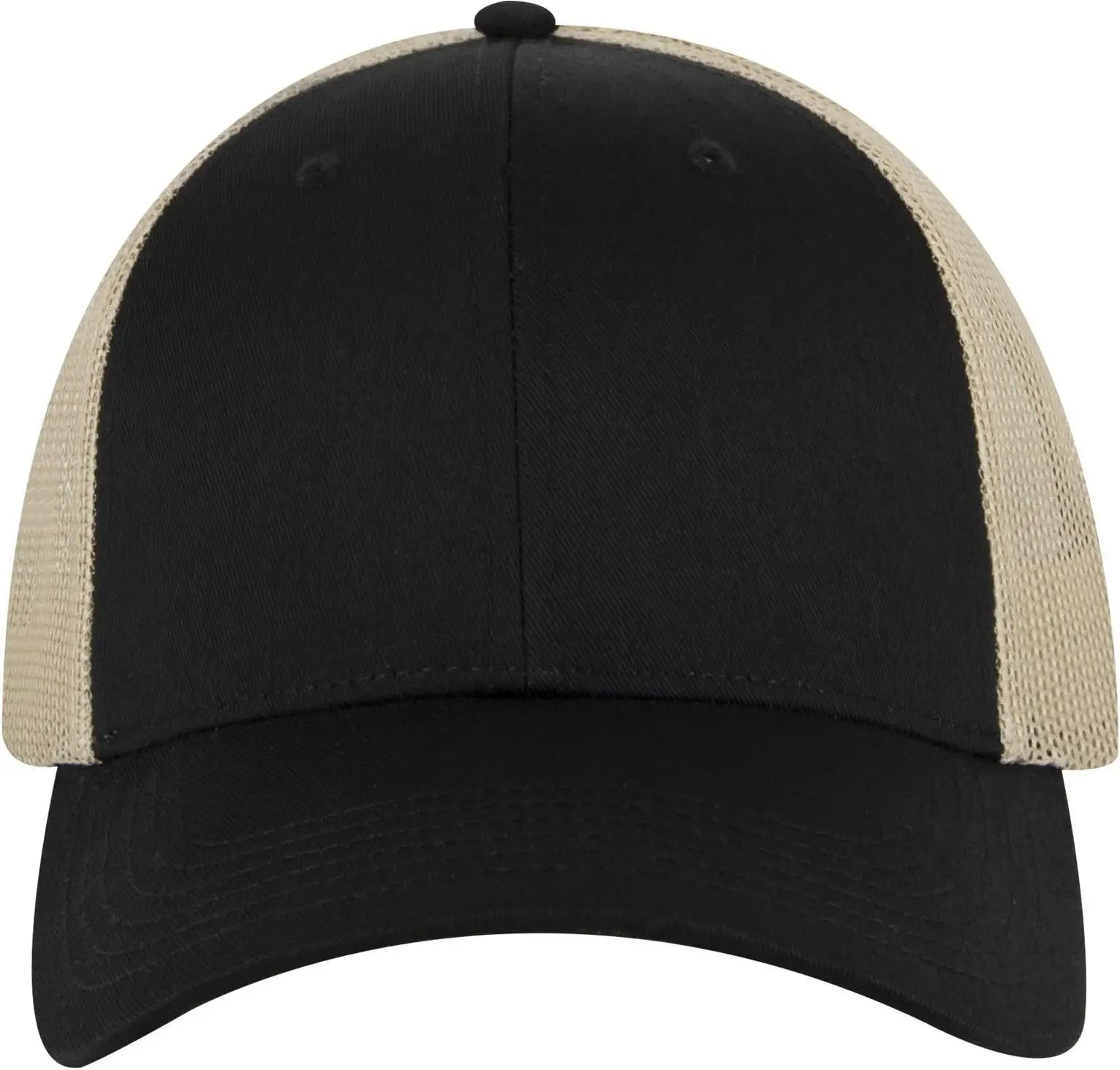Otto 83-473 6 Panel Low Profile Mesh Back Trucker Cap - Blk/blk/kha - 1/2’’ - 7 5/8’’