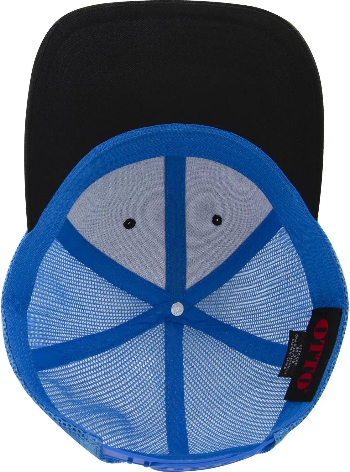 Otto 83-473 6 Panel Low Profile Mesh Back Trucker Cap - Blk/blk/n.blue - 1/2’’ - 7 5/8’’