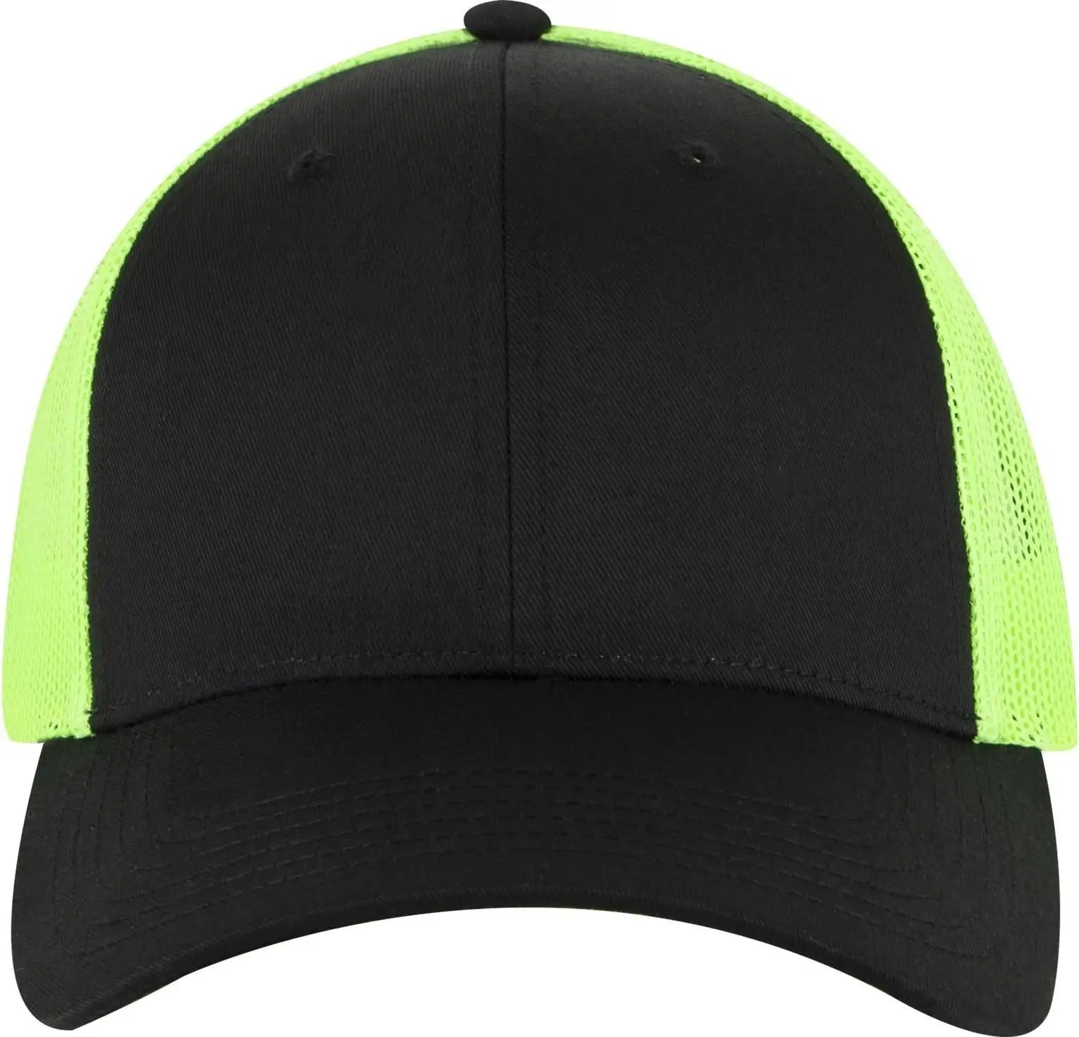 Otto 83-473 6 Panel Low Profile Mesh Back Trucker Cap - Blk/blk/n.grn - 1/2’’ - 7 5/8’’