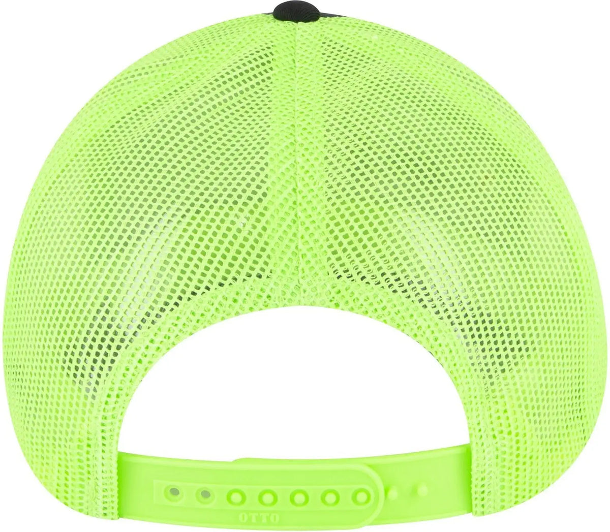 Otto 83-473 6 Panel Low Profile Mesh Back Trucker Cap - Blk/blk/n.grn - 1/2’’ - 7 5/8’’