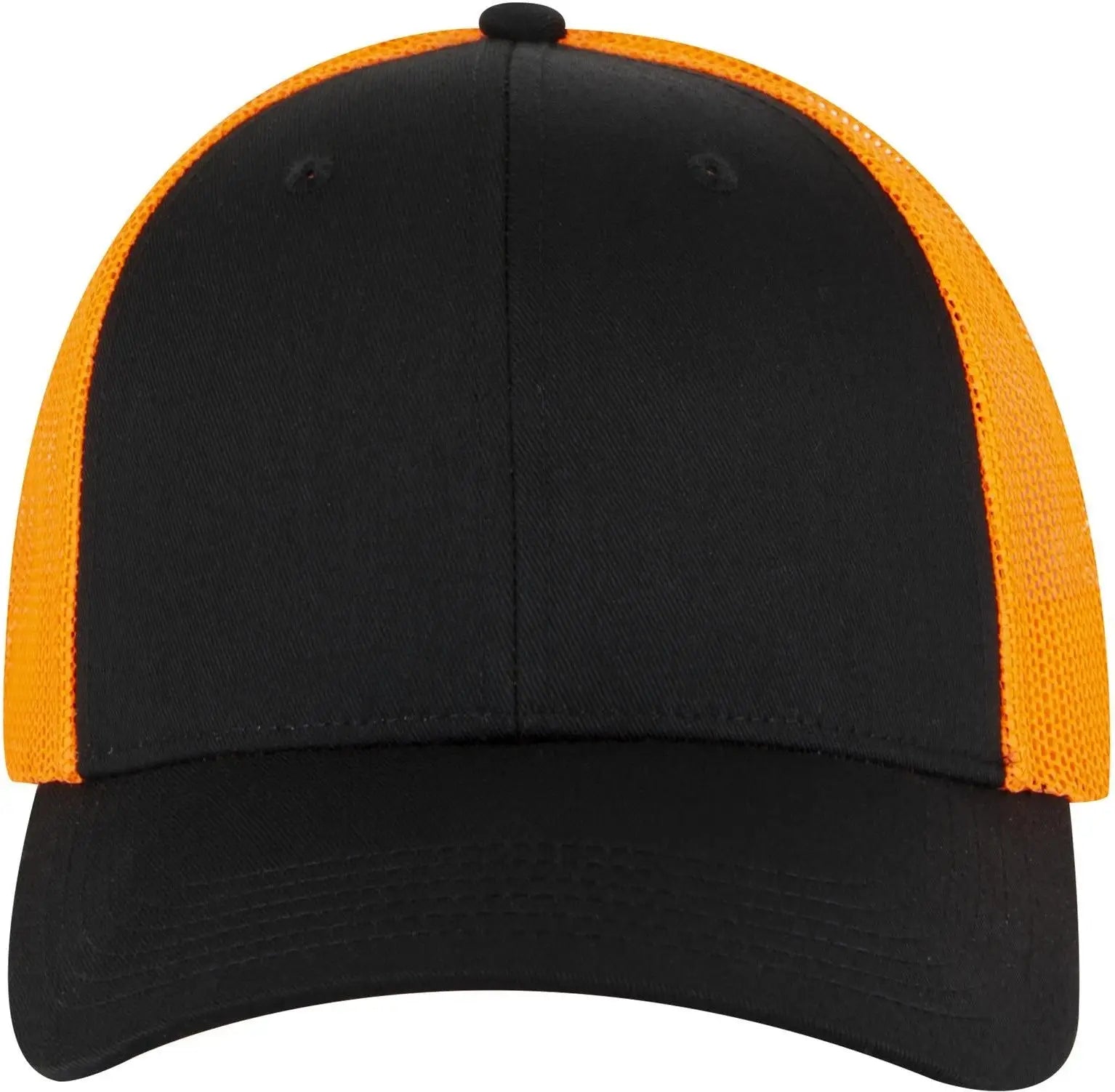 Otto 83-473 6 Panel Low Profile Mesh Back Trucker Cap - Blk/blk/n Org - 1/2’’ - 7 5/8’’