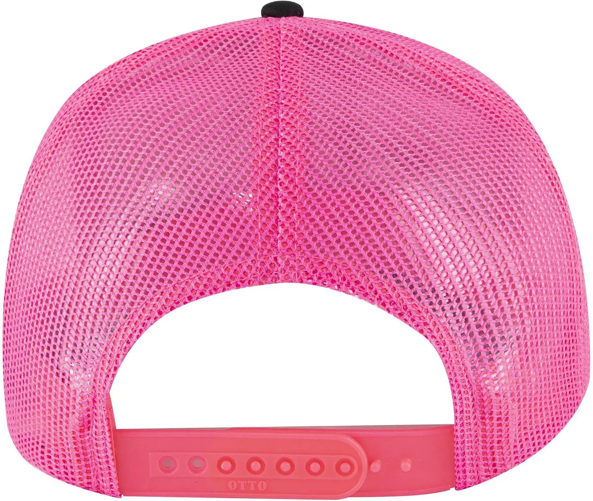 Otto 83-473 6 Panel Low Profile Mesh Back Trucker Cap - Blk/blk/n.pnk - 1/2’’ - 7 5/8’’