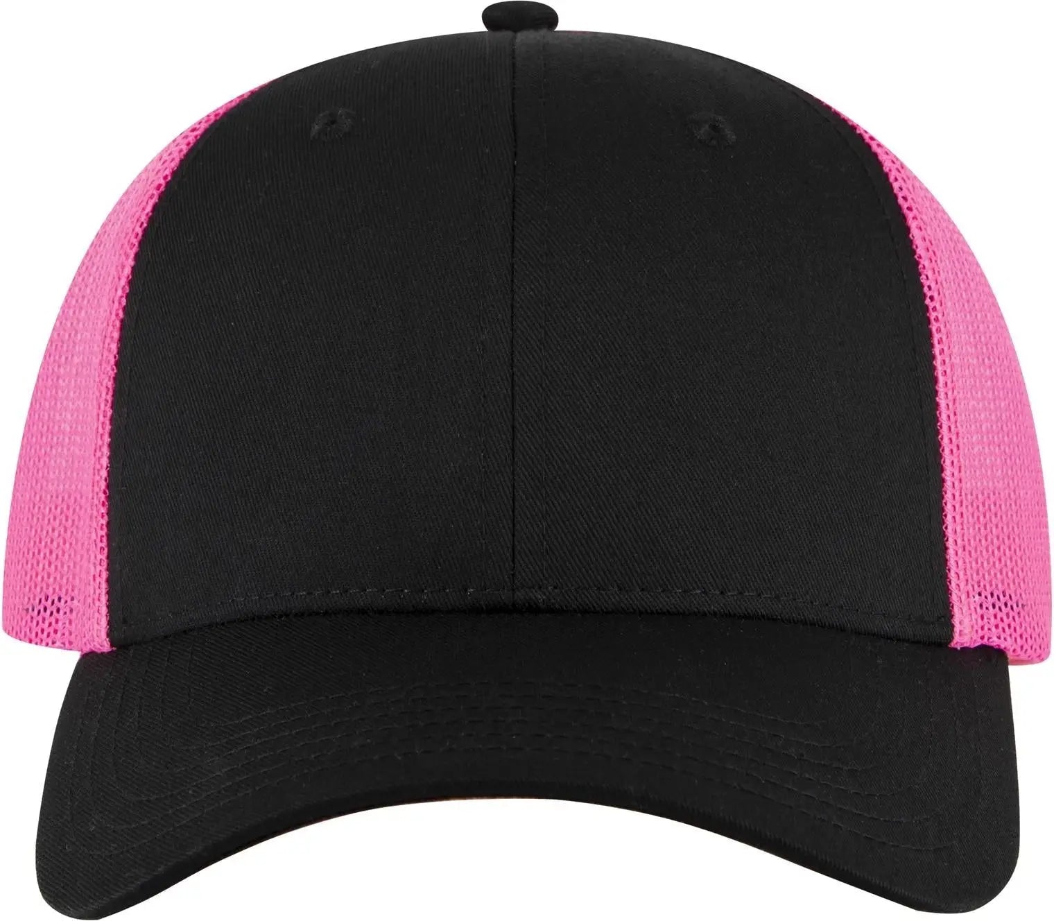 Otto 83-473 6 Panel Low Profile Mesh Back Trucker Cap - Blk/blk/n.pnk - 1/2’’ - 7 5/8’’