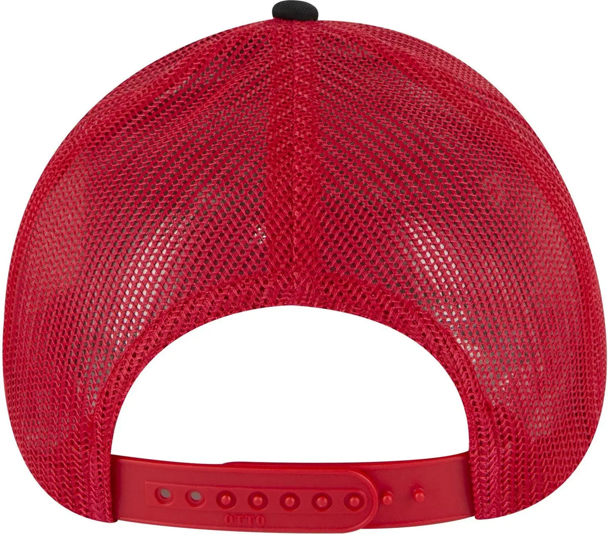 Otto 83-473 6 Panel Low Profile Mesh Back Trucker Cap - Blk/blk/red - 1/2’’ - 7 5/8’’