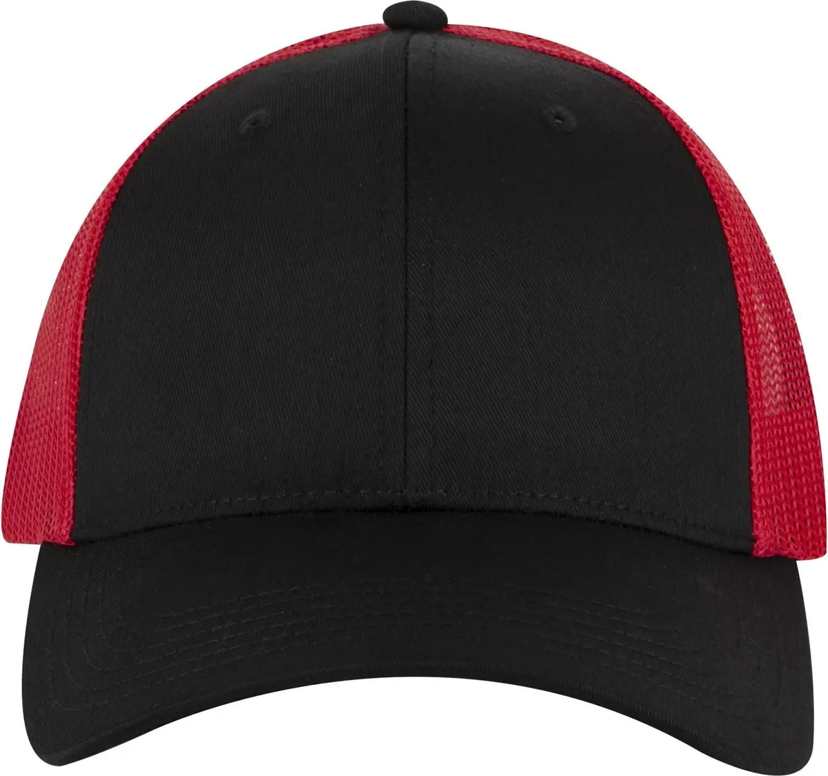 Otto 83-473 6 Panel Low Profile Mesh Back Trucker Cap - Blk/blk/red - 1/2’’ - 7 5/8’’