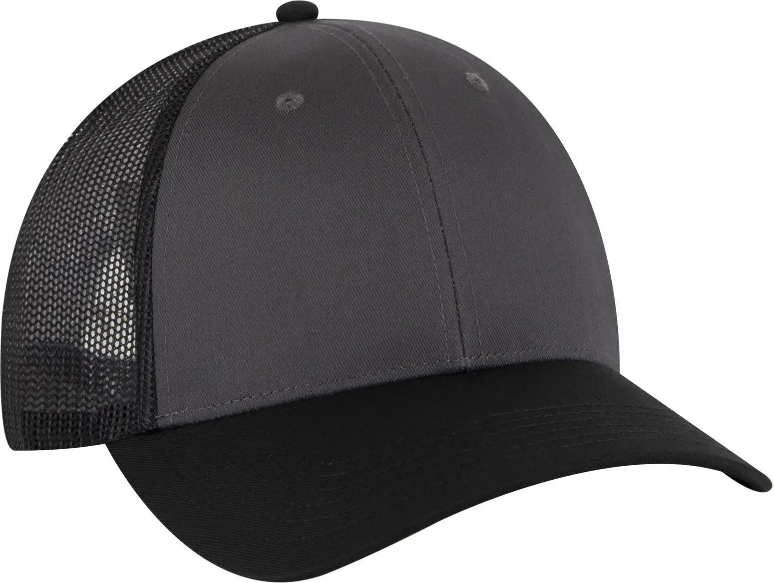 Otto 83-473 6 Panel Low Profile Mesh Back Trucker Cap - Blk/ch.gry/blk - 1/2’’ - 7 5/8’’