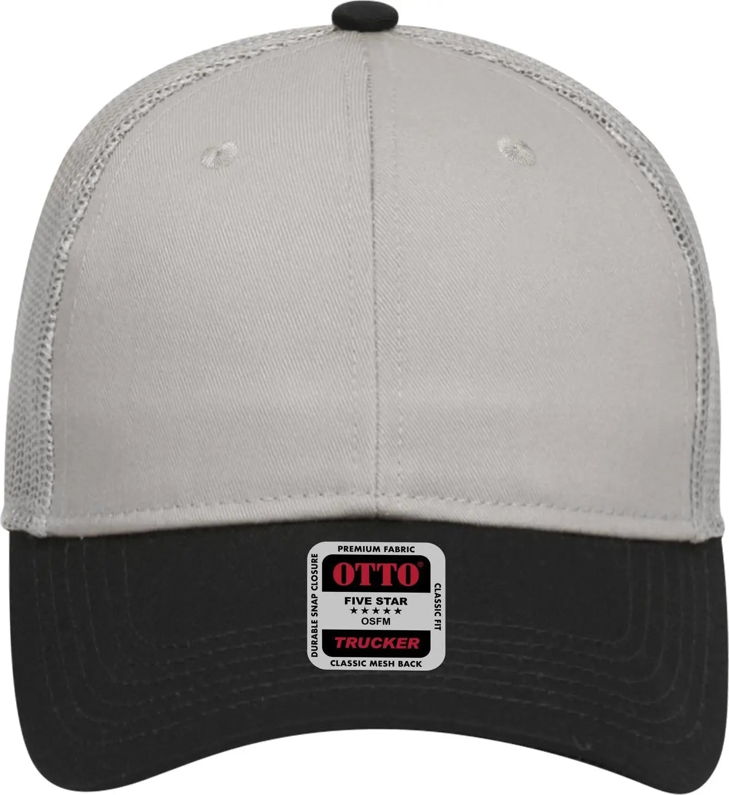 Otto 83-473 6 Panel Low Profile Mesh Back Trucker Cap - Blk/gry - 1/2’’ - 7 5/8’’