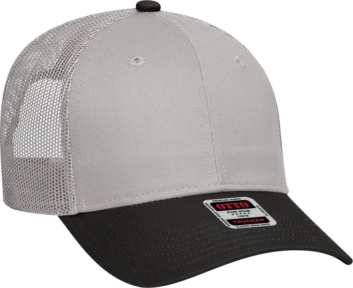 Otto 83-473 6 Panel Low Profile Mesh Back Trucker Cap - Blk/gry - 1/2’’ - 7 5/8’’