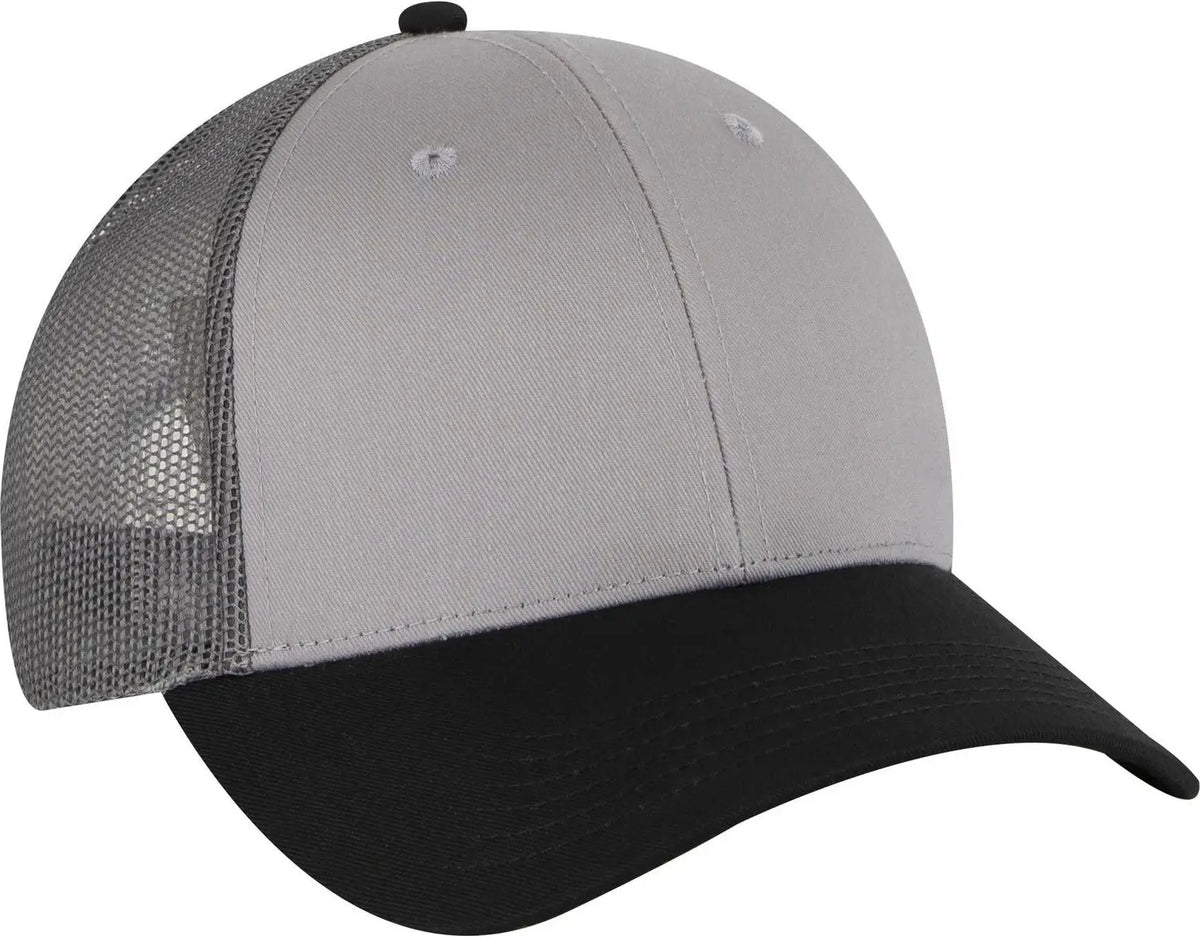Otto 83-473 6 Panel Low Profile Mesh Back Trucker Cap - Blk/gry/ch.gry - 1/2’’ - 7 5/8’’