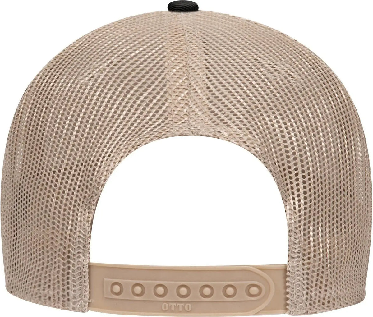 Otto 83-473 6 Panel Low Profile Mesh Back Trucker Cap - Blk/kha - 1/2’’ - 7 5/8’’