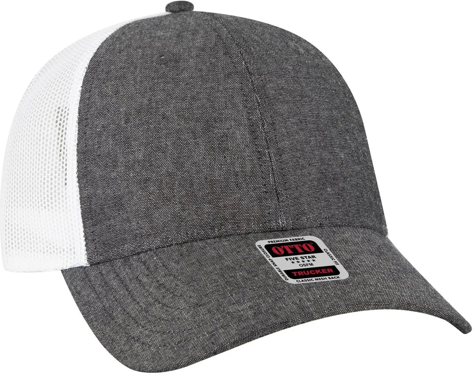 Otto 83-473 6 Panel Low Profile Mesh Back Trucker Cap - Blk/wht - 1/2’’ - 7 5/8’’