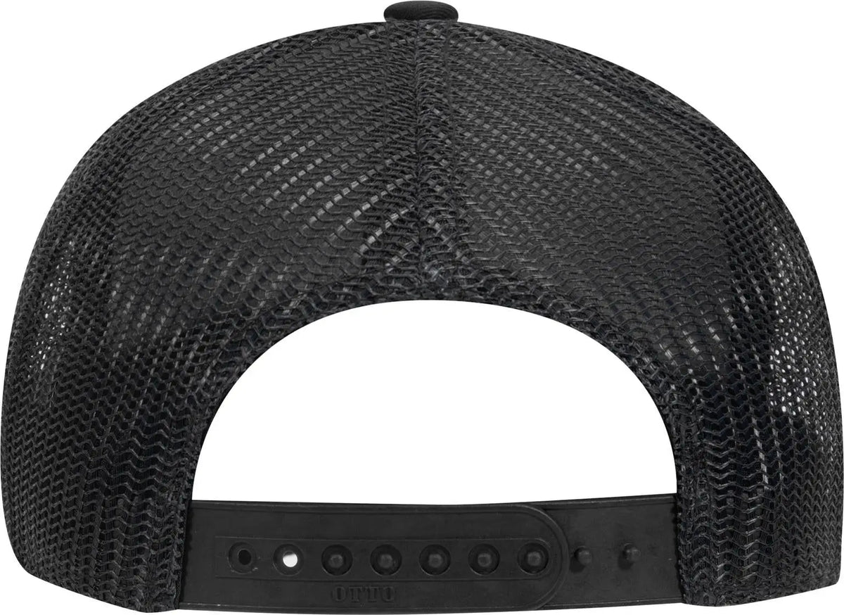 Otto 83-473 6 Panel Low Profile Mesh Back Trucker Cap - Blk/wht/blk
