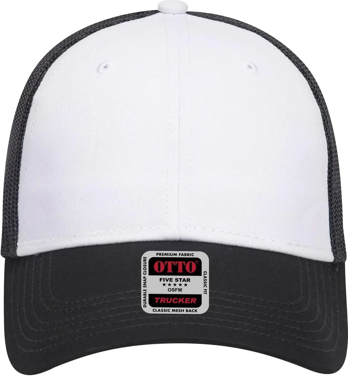 Otto 83-473 6 Panel Low Profile Mesh Back Trucker Cap - Blk/wht/blk