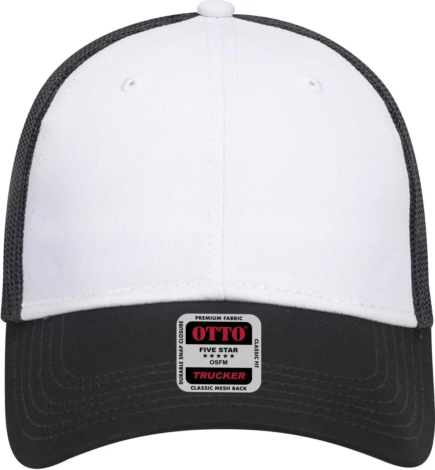 Otto 83-473 6 Panel Low Profile Mesh Back Trucker Cap - Blk/wht/blk