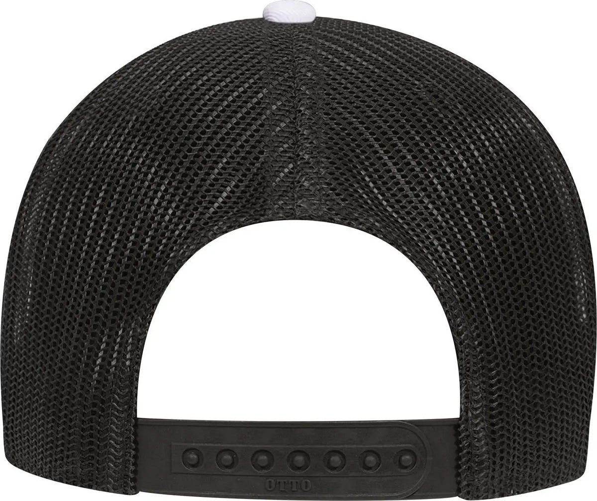 Otto 83-473 6 Panel Low Profile Mesh Back Trucker Cap - Blk/wht/blk