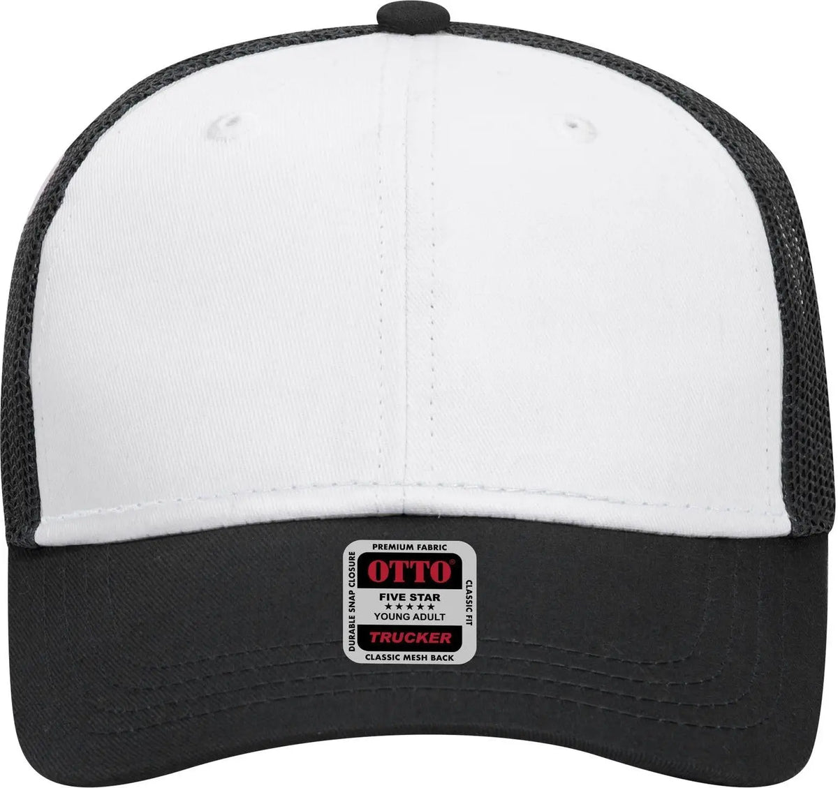 Otto 83-473 6 Panel Low Profile Mesh Back Trucker Cap - Blk/wht/blk