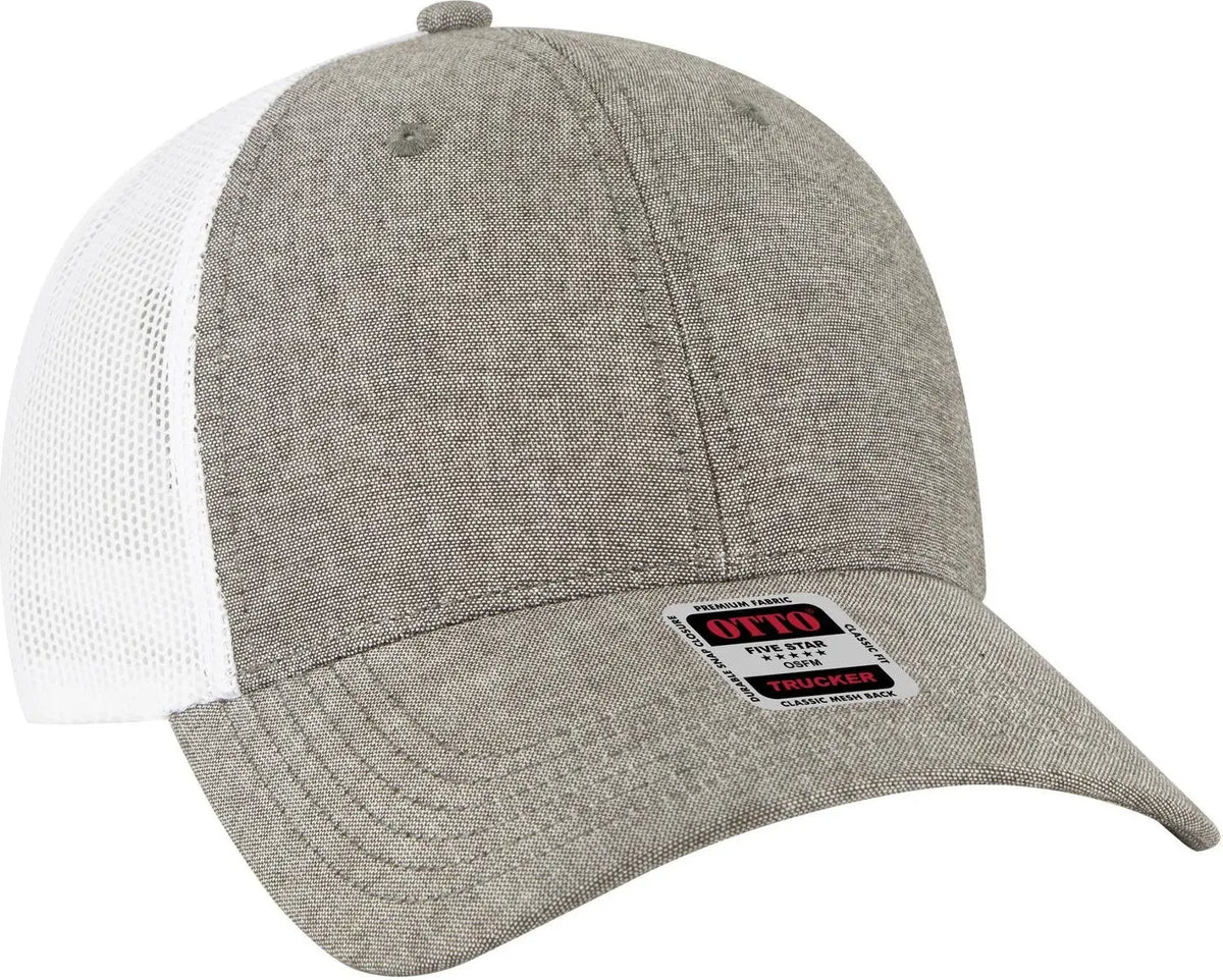 Otto 83-473 6 Panel Low Profile Mesh Back Trucker Cap - Ch.gry/wht - 1/2’’ - 7 5/8’’