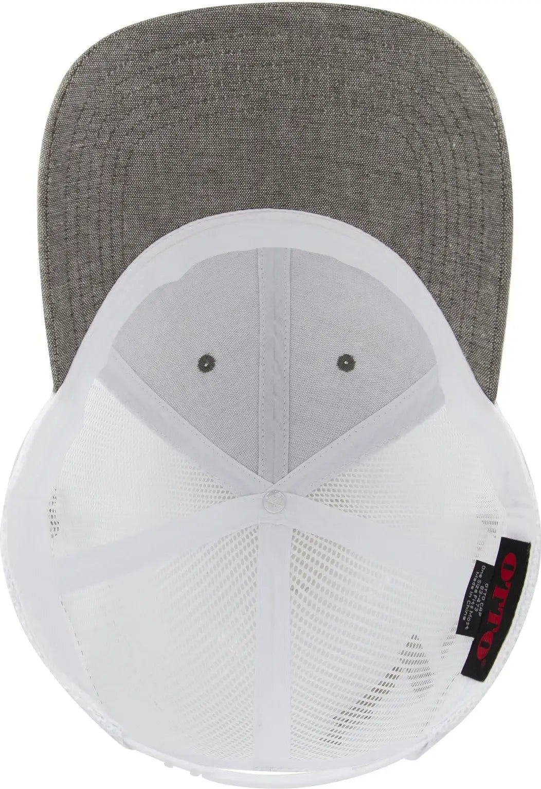 Otto 83-473 6 Panel Low Profile Mesh Back Trucker Cap - Ch.gry/wht - 1/2’’ - 7 5/8’’