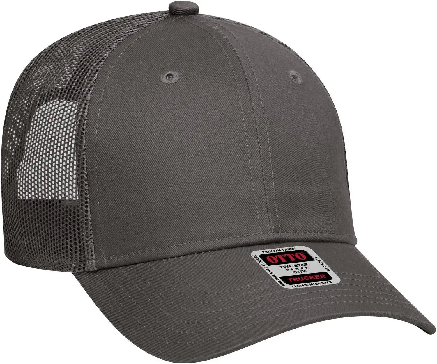 Otto 83-473 6 Panel Low Profile Mesh Back Trucker Cap - Char. Gray