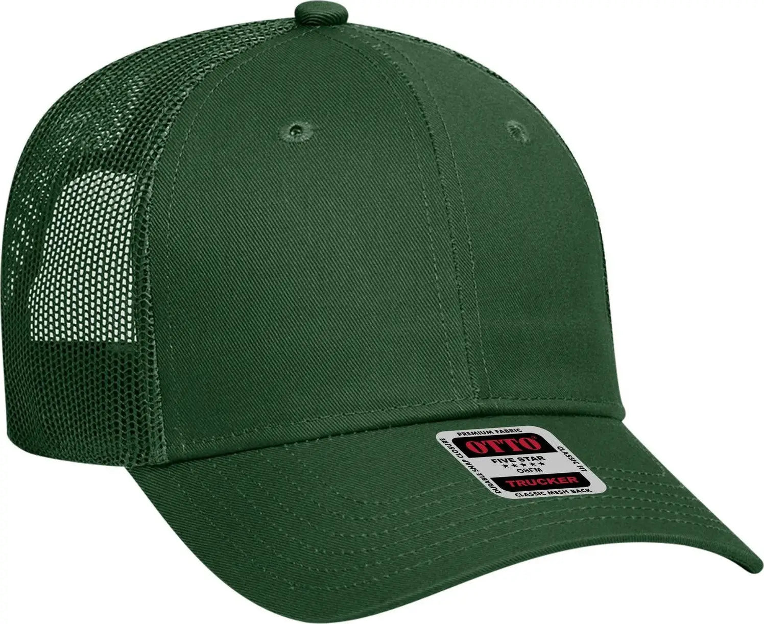 Otto 83-473 6 Panel Low Profile Mesh Back Trucker Cap - Dk. Green - 1/2’’ - 7 5/8’’