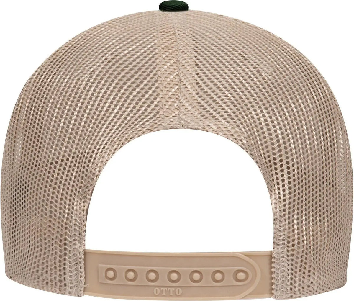 Otto 83-473 6 Panel Low Profile Mesh Back Trucker Cap - Dk.grn/kha - 1/2’’ - 7 5/8’’
