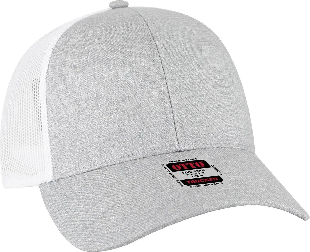Otto 83-473 6 Panel Low Profile Mesh Back Trucker Cap - H. Gry/h. Gry/wht - 1/2’’ - 7 5/8’’
