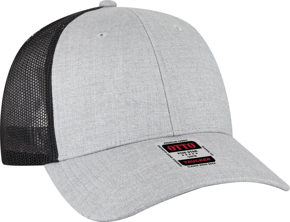 Otto 83-473 6 Panel Low Profile Mesh Back Trucker Cap - H. Gry/h. Gry/blk - 1/2’’ - 7 5/8’’