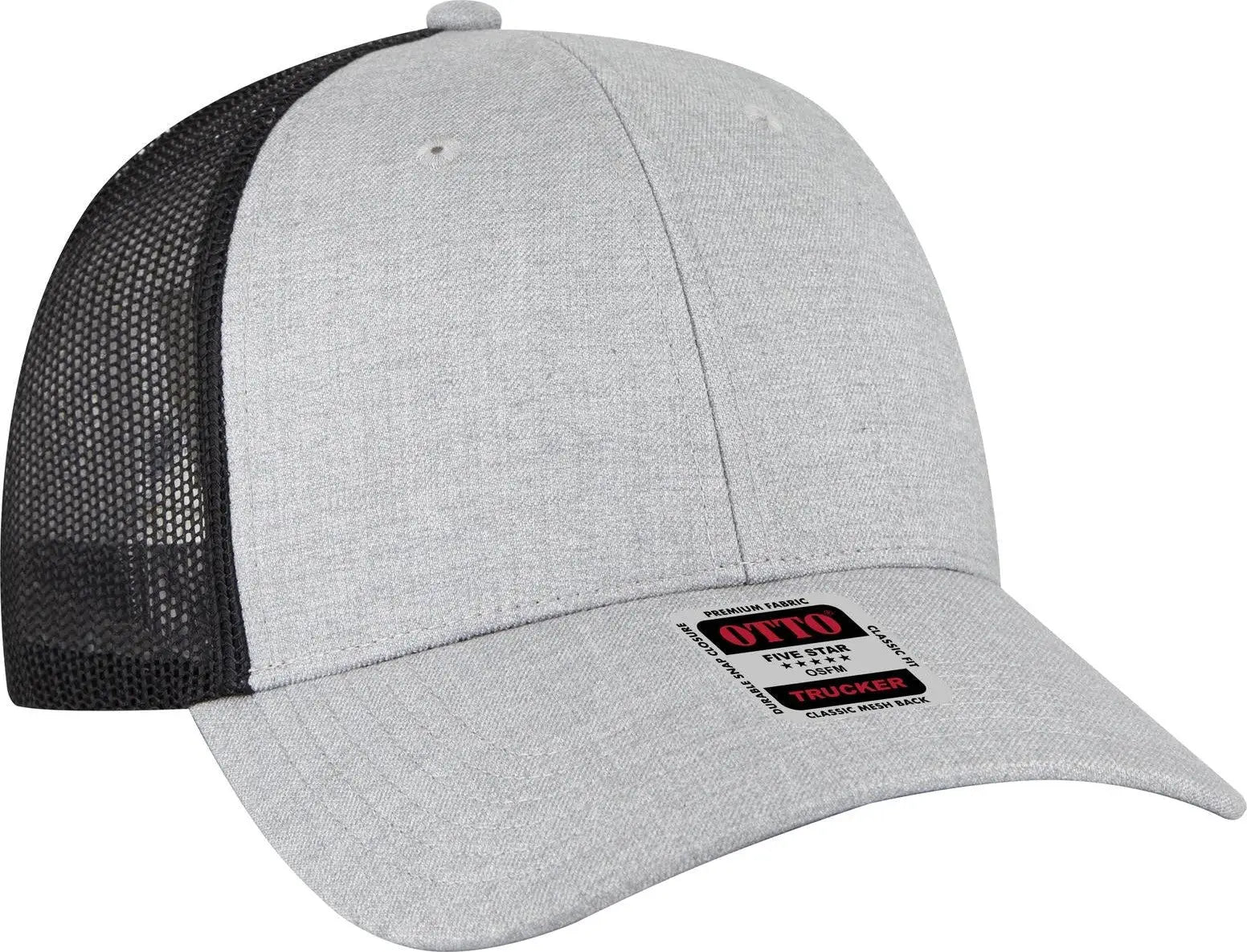 Otto 83-473 6 Panel Low Profile Mesh Back Trucker Cap - H. Gry/h. Gry/blk - 1/2’’ - 7 5/8’’