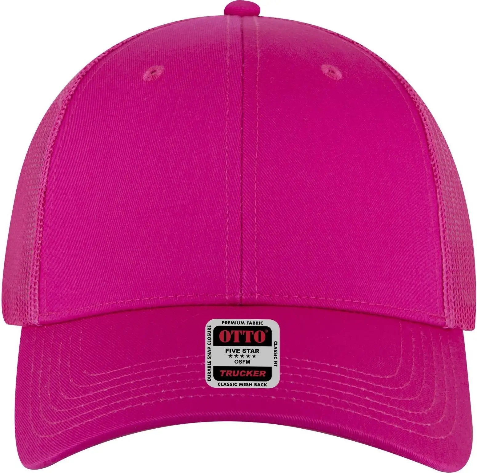 Otto 83-473 6 Panel Low Profile Mesh Back Trucker Cap - Hot Pink