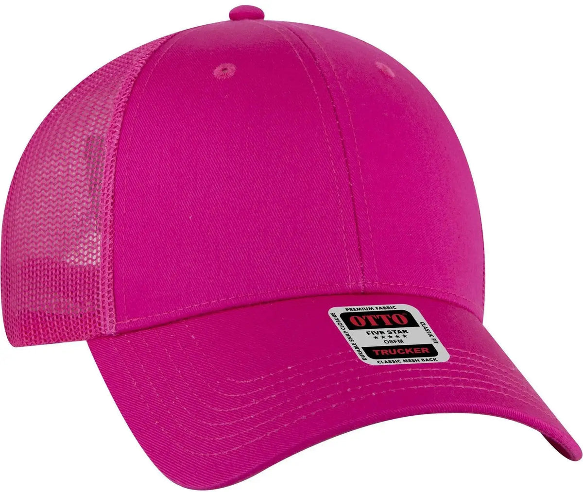 Otto 83-473 6 Panel Low Profile Mesh Back Trucker Cap - Hot Pink
