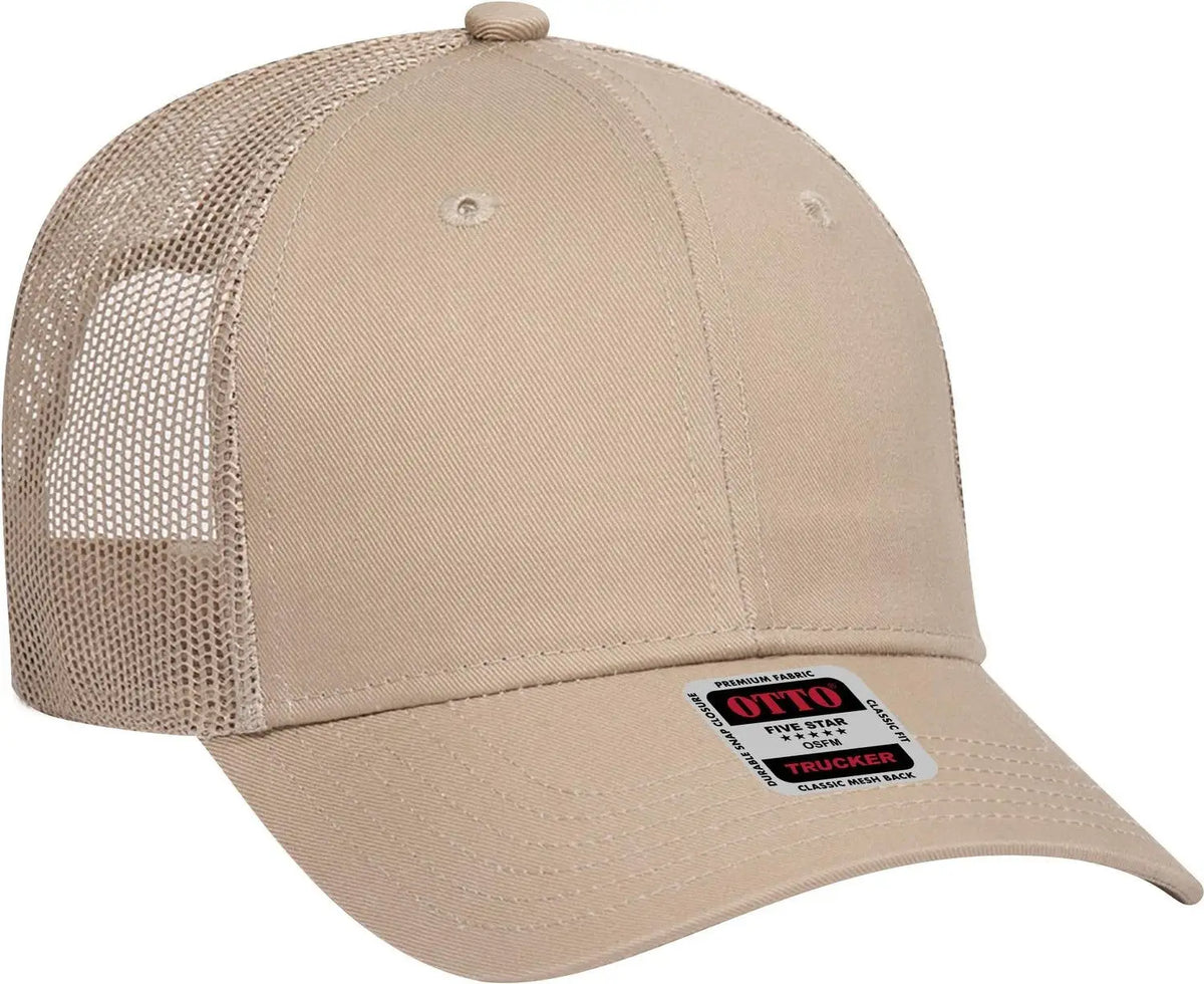 Otto 83-473 6 Panel Low Profile Mesh Back Trucker Cap - Khaki