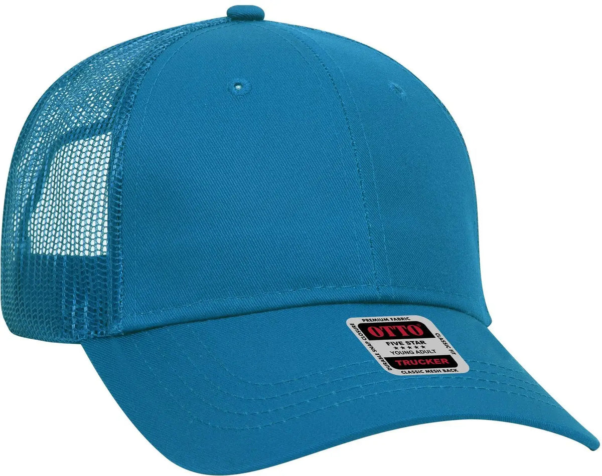 Otto 83-473 6 Panel Low Profile Mesh Back Trucker Cap - Lake Blue