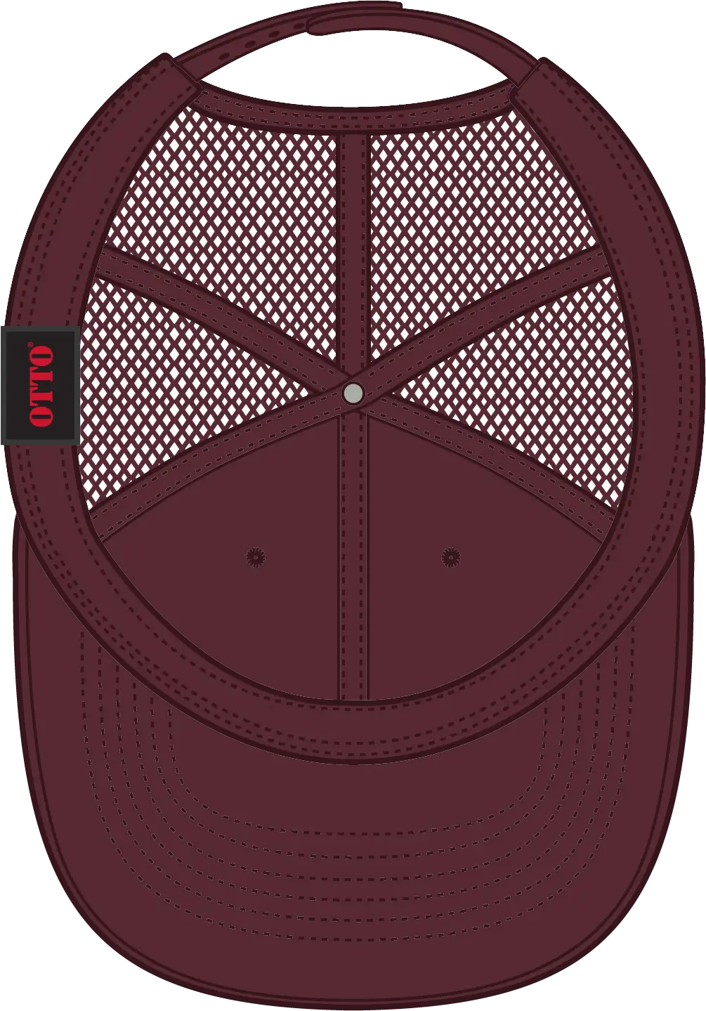 Otto 83-473 6 Panel Low Profile Mesh Back Trucker Cap - Maroon - 1/2’’ - 7 5/8’’