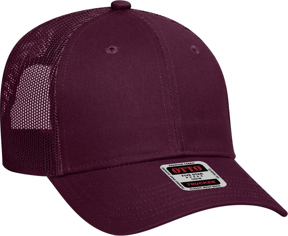 Otto 83-473 6 Panel Low Profile Mesh Back Trucker Cap - Maroon - 1/2’’ - 7 5/8’’