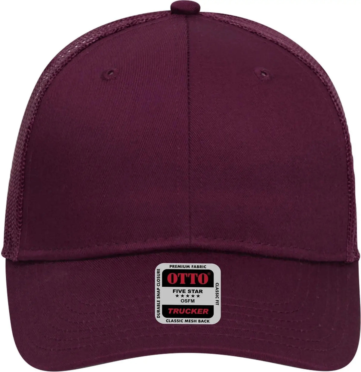 Otto 83-473 6 Panel Low Profile Mesh Back Trucker Cap - Maroon - 1/2’’ - 7 5/8’’