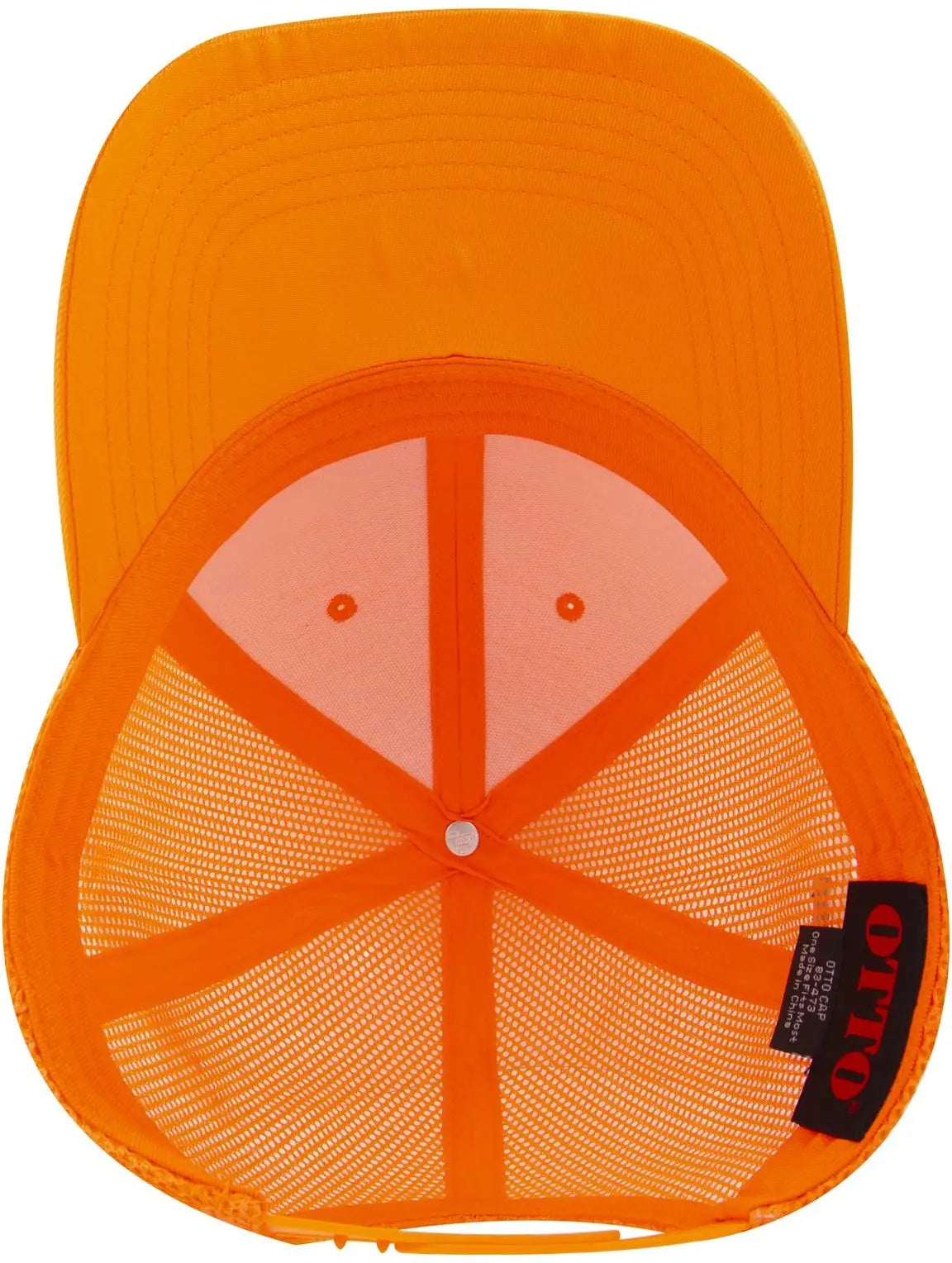 Otto 83-473 6 Panel Low Profile Mesh Back Trucker Cap - N. Orange - 1/2’’ - 7 5/8’’