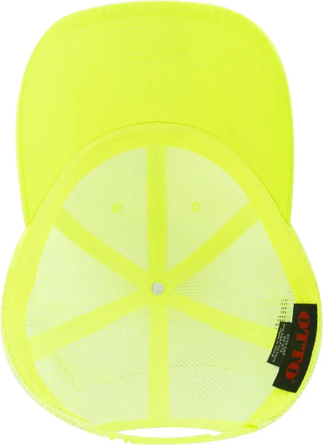 Otto 83-473 6 Panel Low Profile Mesh Back Trucker Cap - N. Yellow - 1/2’’ - 7 5/8’’
