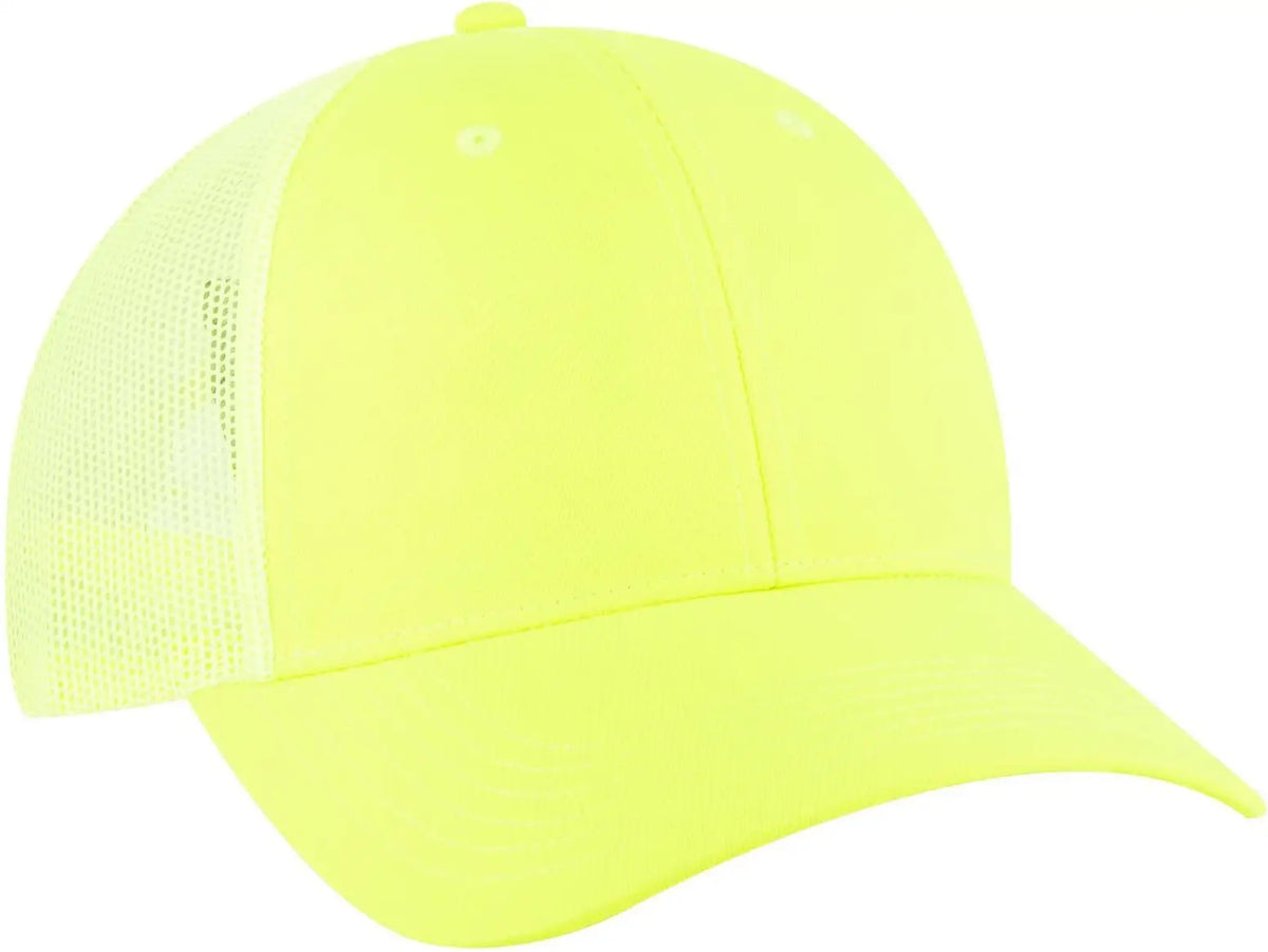 Otto 83-473 6 Panel Low Profile Mesh Back Trucker Cap - N. Yellow - 1/2’’ - 7 5/8’’