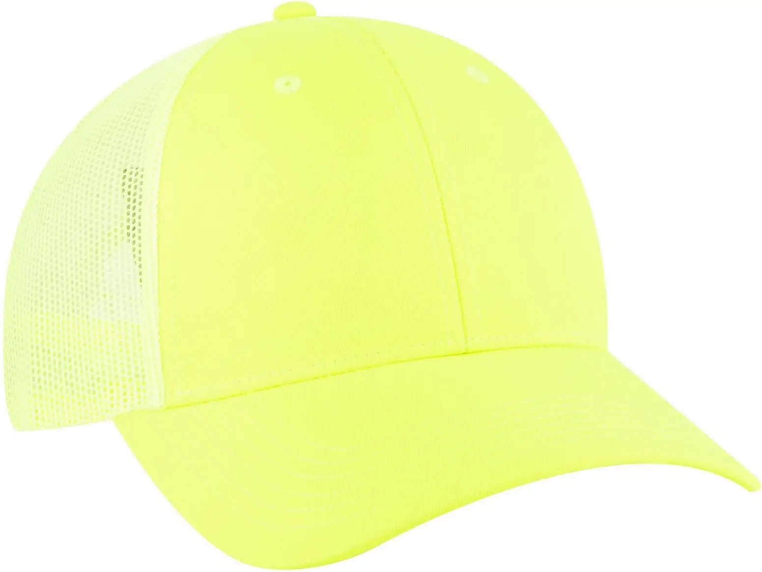 Otto 83-473 6 Panel Low Profile Mesh Back Trucker Cap - N. Yellow - 1/2’’ - 7 5/8’’