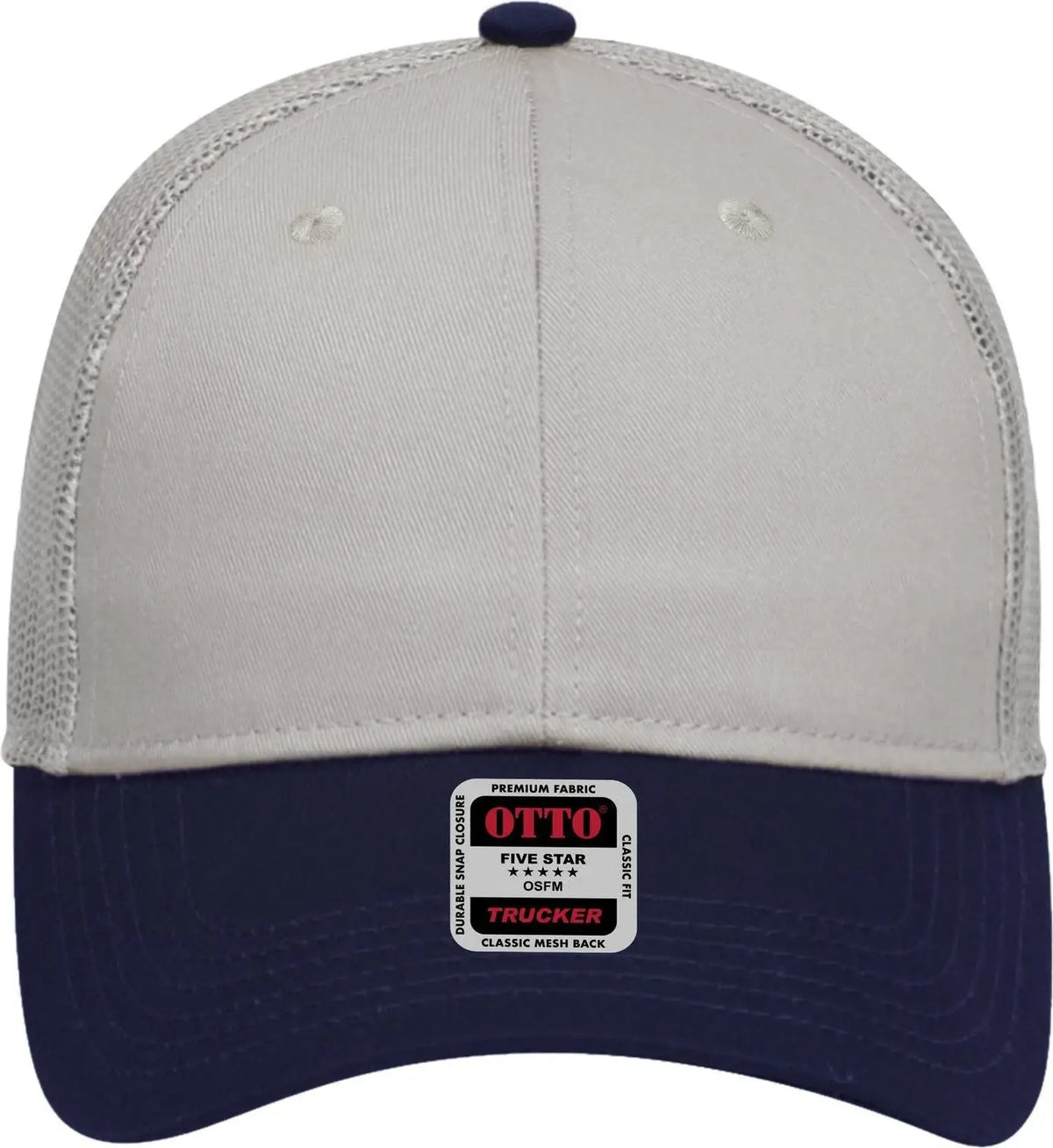 Otto 83-473 6 Panel Low Profile Mesh Back Trucker Cap - Nvy/gry - 1/2’’ - 7 5/8’’