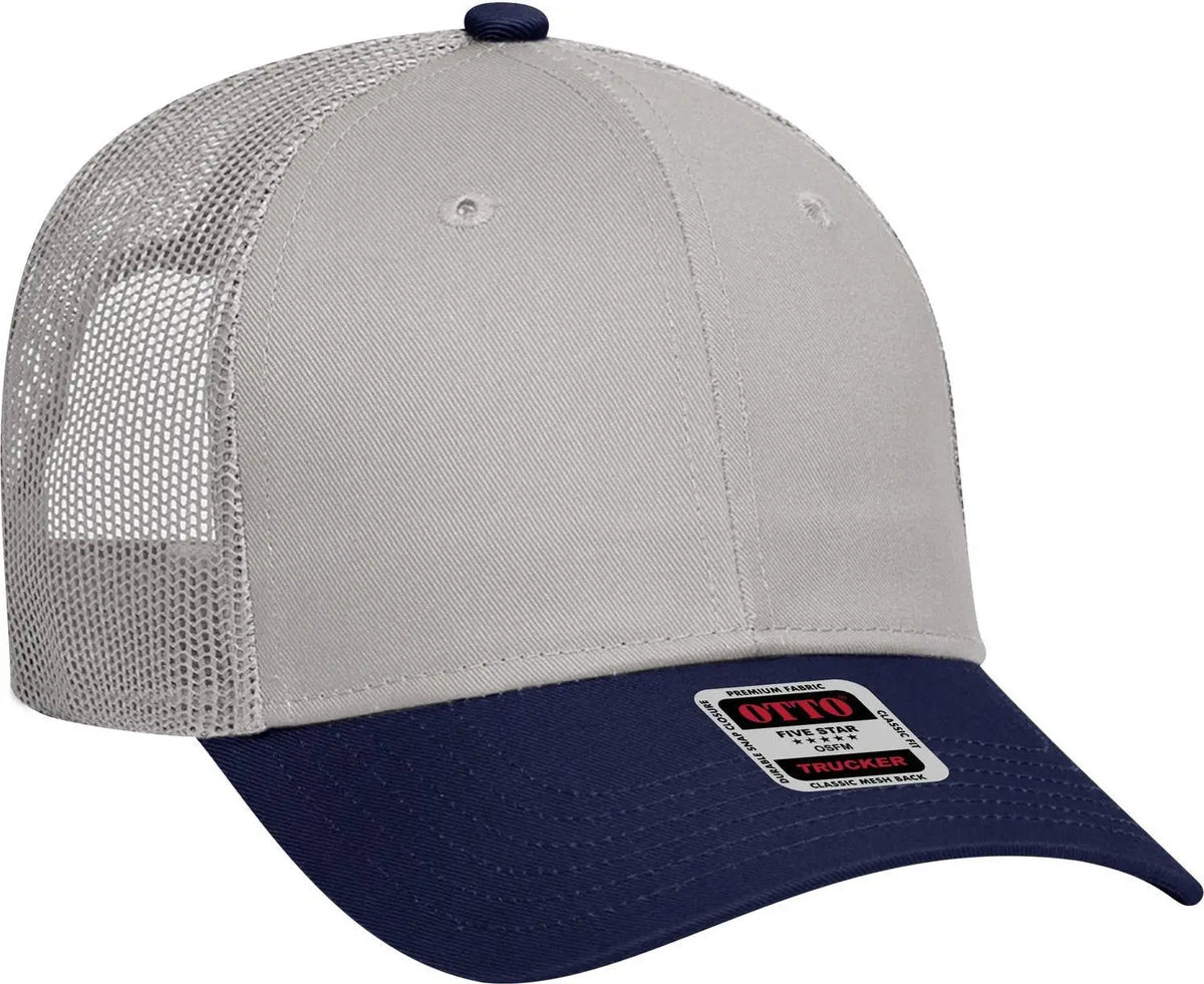 Otto 83-473 6 Panel Low Profile Mesh Back Trucker Cap - Nvy/gry - 1/2’’ - 7 5/8’’