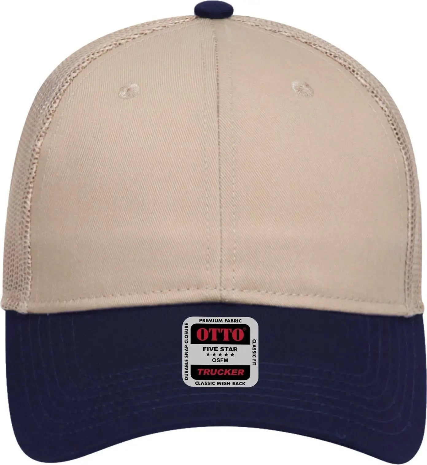 Otto 83-473 6 Panel Low Profile Mesh Back Trucker Cap - Nvy/kha - 1/2’’ - 7 5/8’’